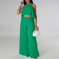 thumbnail image 1 of Summer Savings Clearance! Edvintorg 2 Piece Chiffon Outfits For Women Sexy Sleeveless Crop Top High Waist Wide Leg Long Pants Sets Elegant Matching Sets For Women Summer Green L, 1 of 7