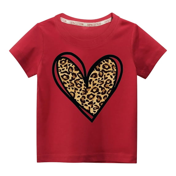 Edvintorg 3-10Y Heart Printed Baby Boys Kids Tshirts Summer Infant Boy T-Shirts Short Sleeves Kids Clothes Girls Toddler Cotton Tops Children's Clothing