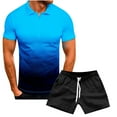 thumbnail image 1 of Summer Savings Clearance! Edvintorg 3D Gradient Lapel Half Button Men's T-Shirt Set Casual Sportswear Men's Oversized Clothing T-Shirt Shorts Suit Summer Beach, 1 of 3