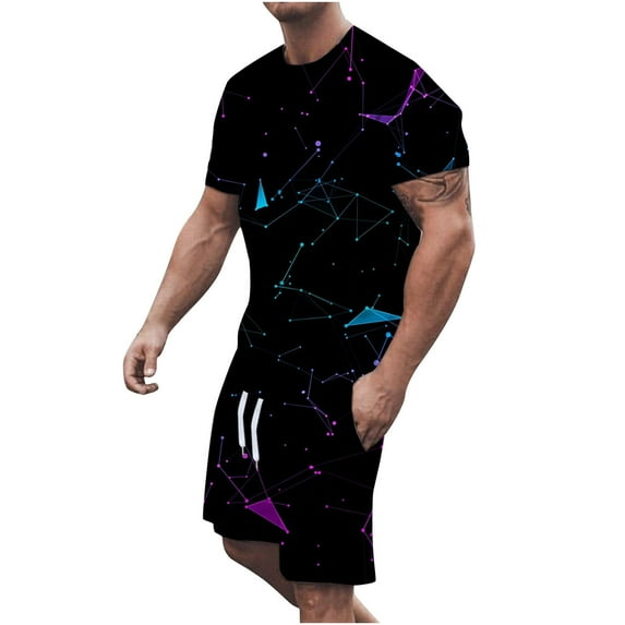 Edvintorg 3D Printed Men's T-Shirt Set Sportswear Men's Oversized Clothing Casual Round Neck Short Sleeve Shirt Blouse and Short Set