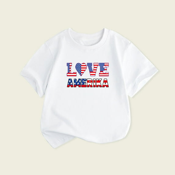 Edvintorg 4Th Of July Love America Unisex Infant Baby Boys T Shirt Short Sleeve Tees Boys Girls Solid Color T-Shirts Toddler Casual Summer Shirts Tops