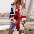 thumbnail image 1 of Summer Savings Clearance! Edvintorg 4Th Of July Plus Size Summer Dresses Fashion Independence Day Print Casual V-Neck 3/4 Sleeve Fold Mini Dress Festival Outfits, 1 of 5