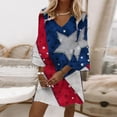thumbnail image 1 of Summer Savings Clearance! Edvintorg 4Th Of July Summer Dresses Women's Fashion Summer Casual Plus Size Clothing V-Neck Print 3/4 Sleeve Fold Mini Dress, 1 of 5