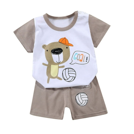 Edvintorg 6Months-6Years Kids Clothes Animal Cartoon Print Cotton Children's T-Shirt Top Short Sleeved Clothes Summer Boys Girls Fashion Suit Baby Outfit Set