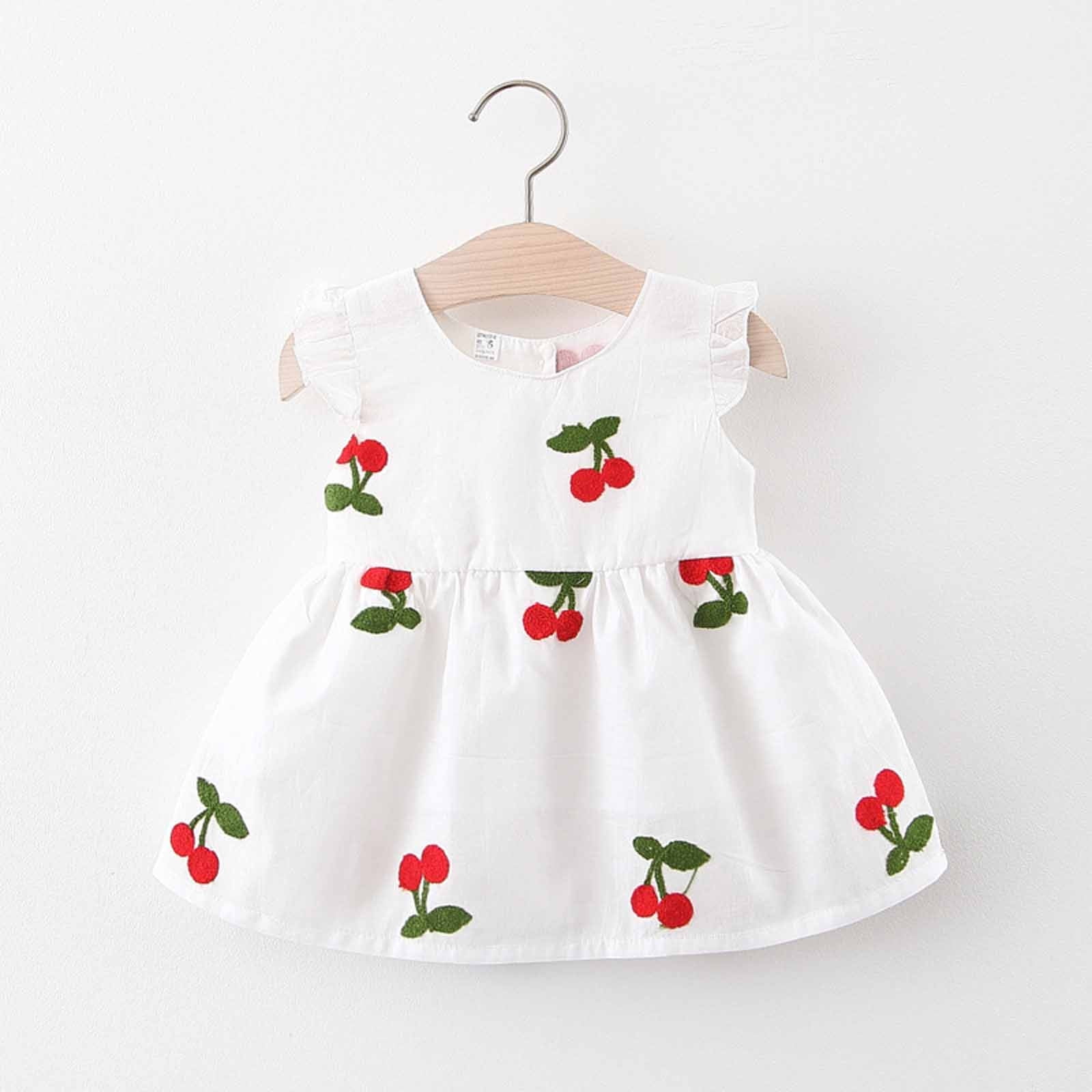 Edvintorg Birthday Dress for Girls Toddler Baby Girl Summer Sleeveless  Dresses Cute Fruit Embroidered Little Flying Sleeve Dress 6 Months-3 Years  - Walmart.com