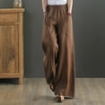 thumbnail image 1 of Summer Savings Clearance! Edvintorg Cotton Linen Pants Women Summer Casual Loose Fit Pants High Waist Solid Color Side Drawstring Belt Wide Leg Pants Plus Size Women Trousers Coffee XXL, 1 of 6