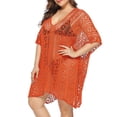 thumbnail image 1 of Edvintorg Cover Ups for Swimwear Women Fashion Round Neck Short Sleeve Loose Hollowed Out Beach Swimsuit Blouse Holiday Outfits, 1 of 4