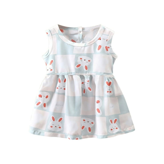 Edvintorg Cute Printed Dress for Baby Girl Kids Sundress Summer Casual Sleeveless Round-Neck Beach Tank Dresses 1-9 Years Children's Dress