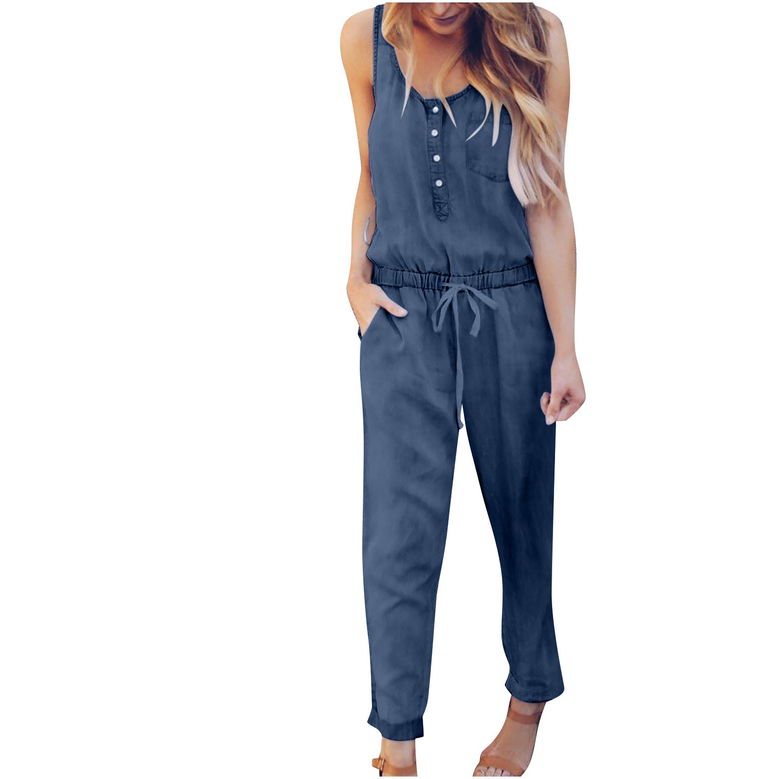 Edvintorg Denim Jumpsuit for Women Summer New Fashion Slim Casual Tunic ...