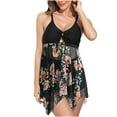 thumbnail image 1 of Edvintorg Flowy Swimdress with Bottom 2 Piece Swimwear Women Color Block Bathing Suits for Women V Neck Print Modest Swimsuit, 1 of 7