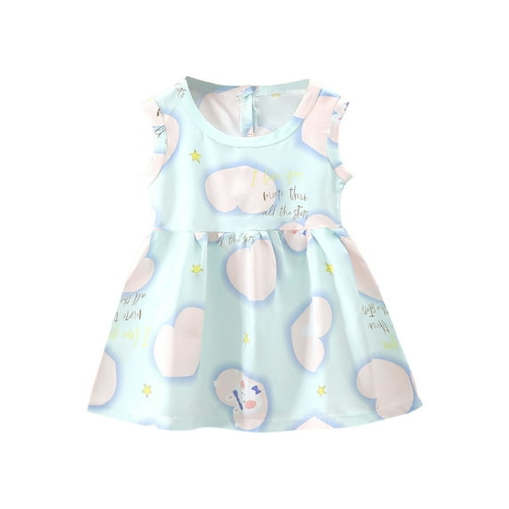Edvintorg Girls'Dresses Summer Toddler Baby Girls Sleeveless Beach Dress Graphic Print Children Clothes Girl 1-9Years Vestido Infantil