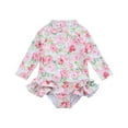 thumbnail image 1 of Edvintorg Girls' Swimwear Long Sleeve Cute Flower Printed Ruffle Swimsuits One Piece Bathing Suits Bikini 1-5Years Swimsuit for Children for Girls, 1 of 4