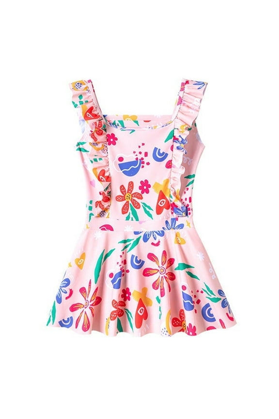 Kids Bathing Suits Girls Training Swimsuit Summer Princess Skirt Sunflower Sport Swimsuit 4-12 Years Children's Swimsuit Vacation