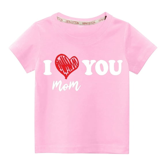 Edvintorg Kids Shirt Boys Girls T Shirt Tops Tees Fashion Cute Valentine's Day Heart Print Round Neck Short Sleeve Top 3-10Years Schools Outfit for Summer Shirt Kids