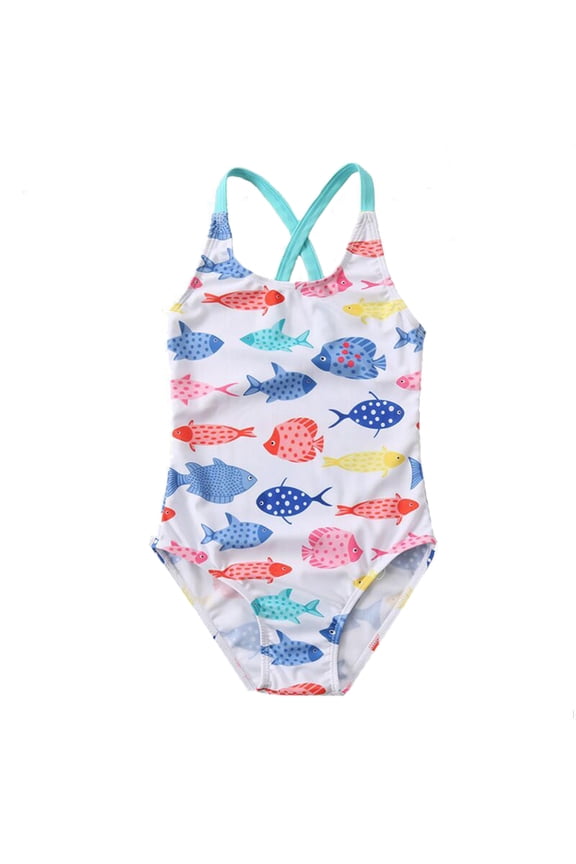 Kids Swimsuit Girls Cute Print One Piece Bathing Suits Adjustable Swimwear Bikini 3-8 Years Swimsuit for Children for Girls