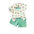 thumbnail image 1 of Edvintorg Kids Toddler Boys Clothing Set Cute Rabbit Printed Short Sleeve Button Up Shirt and Elastic Waist Shorts Sets 1-6 Years Summer Clothes for Boys, 1 of 3