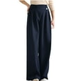 thumbnail image 1 of Summer Savings Clearance! Edvintorg Korean Fashion Womens Casual Pants Women's Baggy Pants Fashion High Waist Wide Leg Pants Solid Color Versatile Casual Suit Pants Dark Blue L, 1 of 6