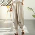 thumbnail image 1 of Edvintorg Lightweight Pants for Women Casual Summer Elastic High Waist Cotton and Linen Pants with Pockets Vintage Plus Size Sweatpants Women Beige XXXXL, 1 of 7