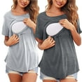 thumbnail image 1 of Edvintorg Maternity Summer Solid Color Short Sleeve Pregnancy Women Breadfeeding Clothes Casual Round Neck Nursing Shirt Blusas Para Embarazada, 1 of 7