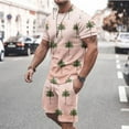 thumbnail image 1 of Edvintorg Men 2 Piece Outfits Sets 2025 Trendy Hawaiian Print Short Sleeves Casual Beach Short Sleeve Round-Neck Shirts and Shorts Sets Man Clothes XXL, 1 of 5