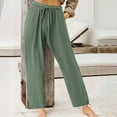 thumbnail image 1 of Edvintorg Pants for Women Plus Size Fashion Womens Casual Elastic Loose Fit Pants Straight Wide Leg Trousers Pants with Drawstring Green XXL, 1 of 5