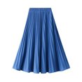 thumbnail image 1 of Summer Savings Clearance! Edvintorg Pleated Midi Skirts For Women Summer Skirt Solid Color High Waist Auricular Margin Midi Skirts Women Clothes Trendy 2023 Dark Blue Free Size, 1 of 7