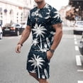 thumbnail image 1 of Edvintorg Plus Size Outfits for Men Hawaiian Print Short Sleeves Casual Beach Short Sleeve Shirts and Shorts Sets 2 Piece Outfits for Men Summer Blue XXXXXL, 1 of 5