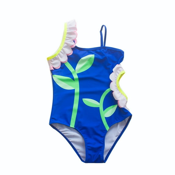 Summer Savings Clearance! Edvintorg Ruffled Swimwear For Girls 3-12Years Kids Swimsuit Girls Fashion Cute Hollow Out Flower Print One-Piece Bathing Suit Bikini Teenage Swimsuits