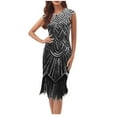 thumbnail image 1 of Edvintorg Sequin Dress Elegant Women's Summer Round Neck Sleeveless Sequin Ball Tassel Dress Party Banquet Dance Dress Mini Dress, 1 of 4