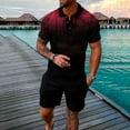 thumbnail image 1 of Edvintorg Short Set Men 2 Piece Summer Outfit Plus Size Men's Track Suits 2 Piece Summer Short Sets Outfits Fashion Shirt Casual Short Sleeve and Shorts Set Purple XXXXXL, 1 of 5