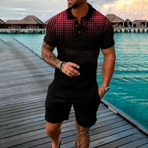 Edvintorg Short Set Men 2 Piece Summer Outfit Plus Size Men's Track Suits 2 Piece Summer Short Sets Outfits Fashion Shirt Casual Short Sleeve and Shorts Set Purple XL