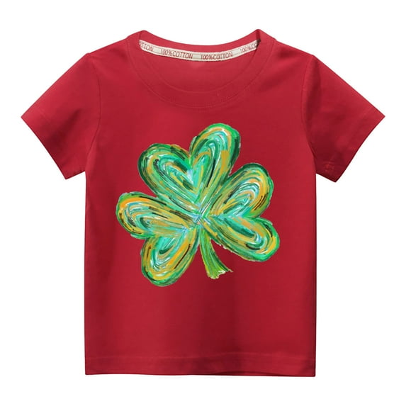 Summer Savings Clearance! Edvintorg St. Patrick's Day Gifts Kids T Shirts Boys Girls Short Sleeve Casual Summer Shirts Fashion Cute Print Round Neck Tops 3-10Years Children's Clothing