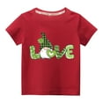 thumbnail image 1 of Edvintorg St. Patrick's Day Kids Shirt Toddler Boys Girls Summer Cotton T Shirts Fashion Cute Solid Color Round Neck Print Short Sleeve Tops Tees 3-10 Years, 1 of 3