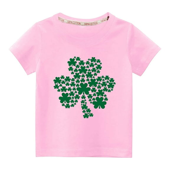 Edvintorg St. Patrick's Day Kids Short Sleeve Shirt Boys Girls Summer Cotton Tshirt Fashion Cute Printed Round Neck Tops Tees 3-10Years Children's Clothing