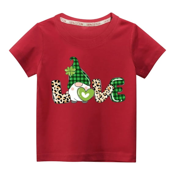 Edvintorg St. Patrick's Day Kids T Shirts for Boys Fashion Cute Printed Round Neck Short Sleeve Tops Summer Cotton Tshirt 3-10Years Children's Clothing Girls