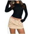 thumbnail image 1 of Edvintorg Streetwear Cargo Mini Skirts Women Women's Fashion Short Skirt Harajuku Casual Have Pockets Solid Color Drawstrings Skirts Clubwear Beige XXL, 1 of 7