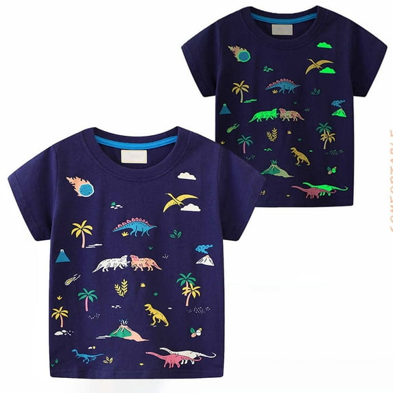 Summer Savings Clearance! Edvintorg Summer Children Boys T Shirt Cotton Cartoon Dinosaur Short Sleeve Kids Clothes T-Shirts For Boy Casual Top Tee 1-7 Years