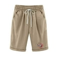 thumbnail image 1 of Edvintorg Summer Cotton Linen Shorts Women Harajuku High Waist Shorts Women's Print Five Points Casual Drawstring Pants Shorts with Pockets Khaki M, 1 of 6