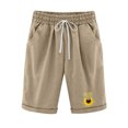 thumbnail image 1 of Edvintorg Summer Cotton Linen Shorts Women High Waist Shorts Women's Print Five Points Casual Drawstring Pants Shorts with Pockets Khaki XXL, 1 of 6