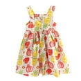 thumbnail image 1 of Edvintorg Summer Girls Dresses Baby Girls Colorful Fruit Print Sleeveless Sling Beach Dress with Pockets Children's Clothing 1-6 Years Princess Dress, 1 of 3