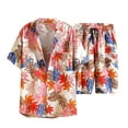 thumbnail image 1 of Summer Savings Clearance! Edvintorg Summer Men Hawaiian Sets Printing Short Sleeve Button Shirt Beach Shorts Two Set Streetwear Casual Holiday Men's 2 Piece Suit, 1 of 7