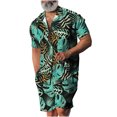 thumbnail image 1 of Summer Savings Clearance! Edvintorg Summer Men's Hawaiian Suit Short Sleeve Printed Button Shirt Beach Shorts Sets Street Casual Men's Suit 2 Pieces Men Clothing, 1 of 6