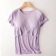 thumbnail image 1 of Edvintorg Summer Nursing Tops Breastfeeding Women Round Neck Solid Color Short Sleeve Clothers for Pregnant Maternity Shirts, 1 of 3