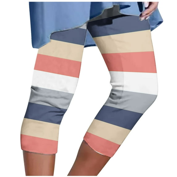 Edvintorg Summer Pants Womens Plus Size Athletic Cropped Pants Floral Printing Casual Elastic Waist Beach Pants Blue XXL
