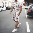 thumbnail image 1 of Edvintorg Summer Sets Men 2 Piece Outfits Hawaiian Print Short Sleeves Casual Beach Short Sleeve Round-Neck Shirts and Shorts Sets Men Clothing XXL, 1 of 5