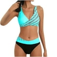 thumbnail image 1 of Edvintorg Summer Women Bikini Set Patchwork Print Swimsuit Fashion Swimwear Beachwear Bikini with Bottom, 1 of 7