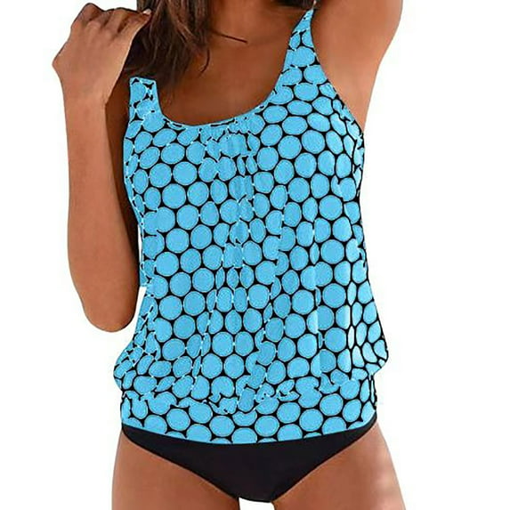Edvintorg Vintage Tankini Swimsuits for Women Two Piece Bathing Suits Floral Print Tank Top with Bottom Plus Size Swim Wear