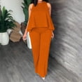 thumbnail image 1 of Edvintorg Wide Leg Pants Sets Women 2 Piece Outfits Elegant Fashion Office Ladies Casual Solid Sleeveless Blouses Round Neck Tops Long Pants Set Orange S, 1 of 7