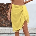 thumbnail image 1 of Edvintorg Women Beach Sarong Bathing Suit Wrap Skirt Women's Summer Vacation Beach Skirt Sunscreen Tassel Strap Mini Skirts Yellow Free Size, 1 of 5