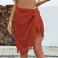 thumbnail image 1 of Edvintorg Women Beach Sarong Bathing Suit Wrap Skirt Women's Summer Vacation Beach Skirt Sunscreen Tassel Strap Mini Skirts Red Free Size, 1 of 5